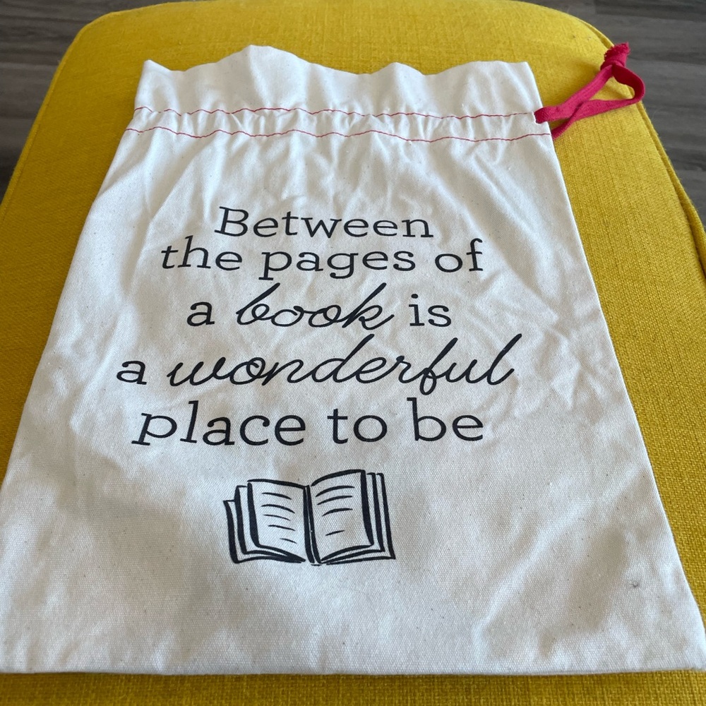 Canvas Book Quote Drawstring Bag